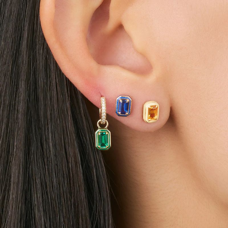 Orecchini da donna in argento S925 con zirconi quadrati grandi e smaltati, con aghi creativi, INS_voghion.com