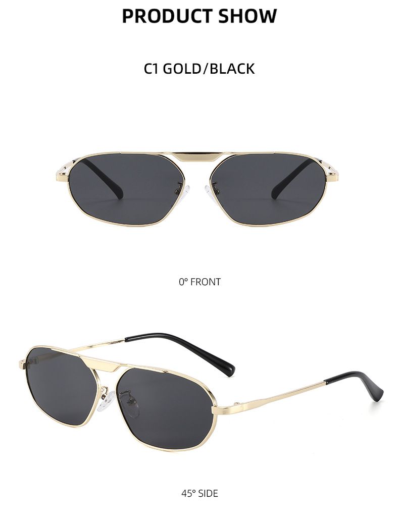 Metal Single Beam Large Frame Polygonal Sunglasses For Women Retro Simple European And American Ins Street Shooting Beach Sunshade Sunglasses Trend_voghion.com