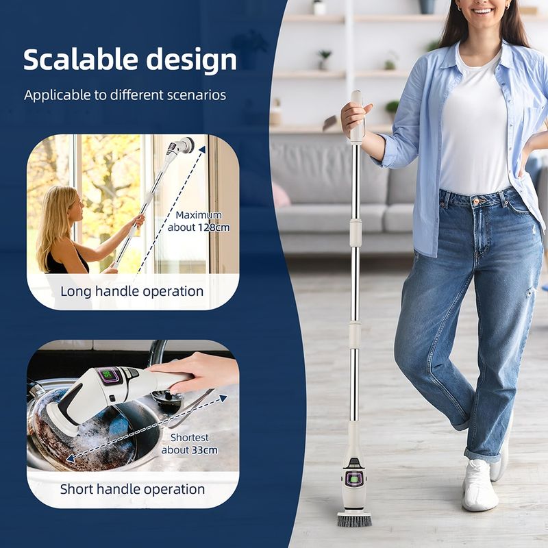 Cepillo de limpieza eléctrico 10 en 1, cepillo de limpieza eléctrico inalámbrico, cepillo de limpieza giratorio, cepillo de limpieza para ducha_voghion.com