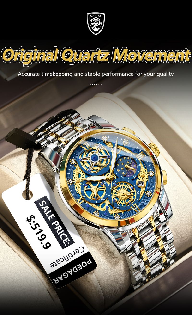 Man Watch Waterproof Luminous Chronograph Date Men Watch Stainless Steel Quartz Men's Watches_voghion.com