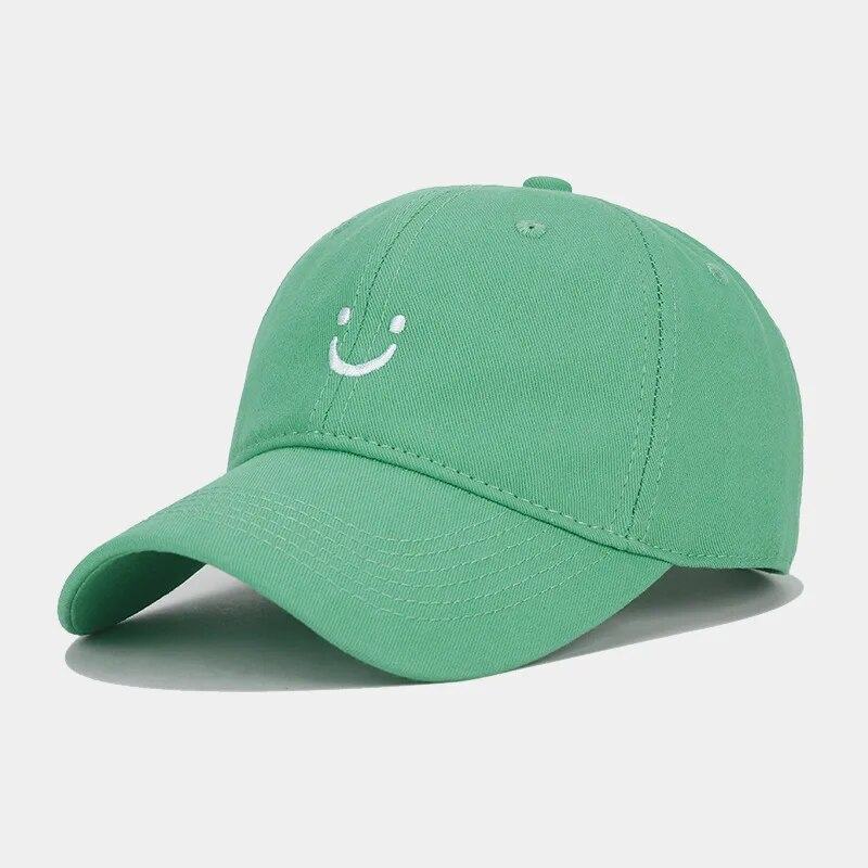 Smiley Face Trucker Washed Dad for Men Women Cute Baseball Caps Unstructured Smile Embroidered Hat_voghion.com