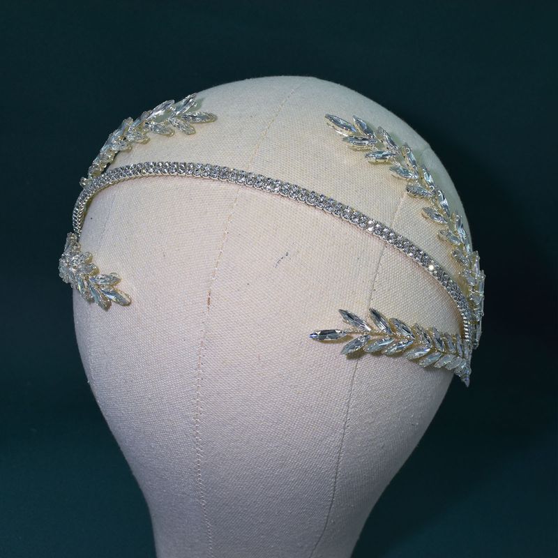 Cerchietto per capelli da donna con strass di cristallo fatto a mano, accessori per capelli da sposa, elegante design floreale, diamanti in argento e oro_voghion.com
