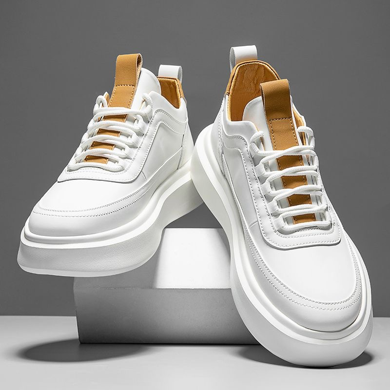 2025 Sommer Neue Herren Atmungsaktive Trend Vielseitige Board Mit Erhöhten Dicken Casual Weiche Sohle Kleine Weiße Schuhe Für Männer_voghion.com