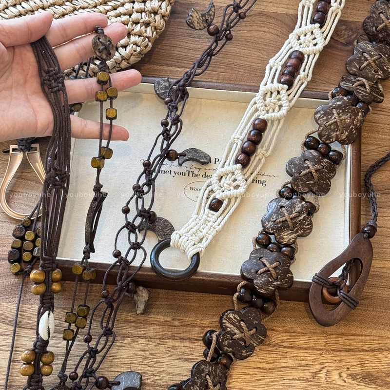 Cintura intrecciata in stile etnico bohémien da donna, catena dal design unico per abiti, accessorio di alta qualità per la vita_voghion.com