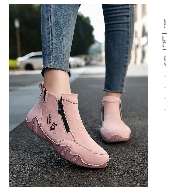 Neue Herren-Martin-Stiefel aus Leder mit hohem Schaft und Reißverschluss, beliebte handgenähte Damenschuhe, flache Schuhe für Herbst und Winter, Freizeitschuhe_voghion.com