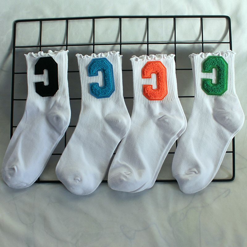 Socks New Style Fungus Lace Women's Socks Plush Big C Socks Women's High Elastic Student Sports Mid Tube Socks Sweat Absorbent Cotton Socks Trendy_voghion.com