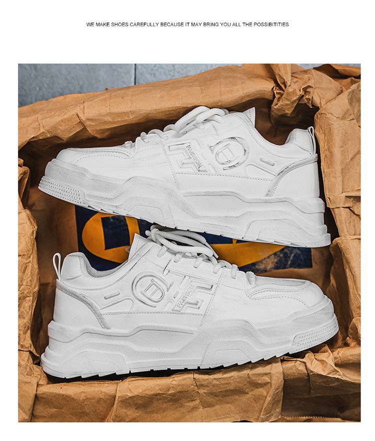 Pantofi sport casual pentru bărbați, cu talpă groasă, respirabili, de primăvară și albi, la modă, versatile_voghion.com