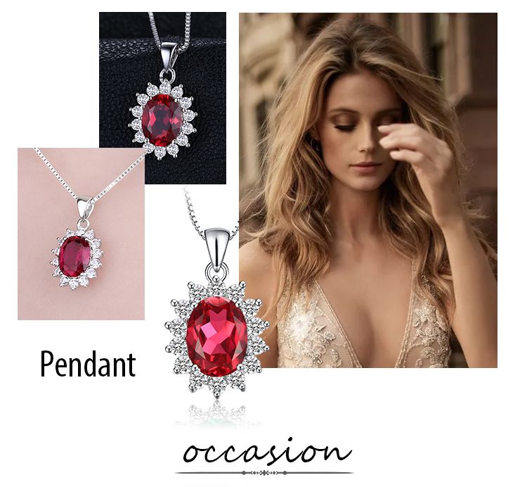 Ready Stock JewelryPalace Prinzessin Diana Erstellt Blau Saphir Rubin Simulierte Smaragd Sterg Sier Anhänger Halskette für FrauenKeine Kette_voghion.com