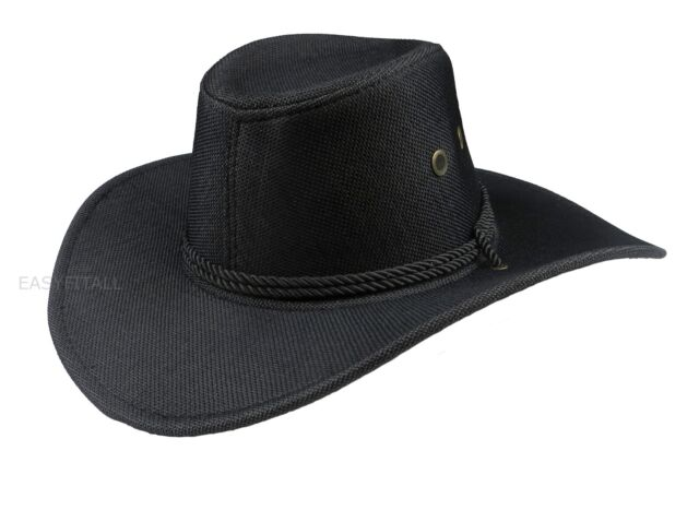 Men's linen mesh summer Cowboy hat bucket hat Fedora wide brim fishing sun_voghion.com