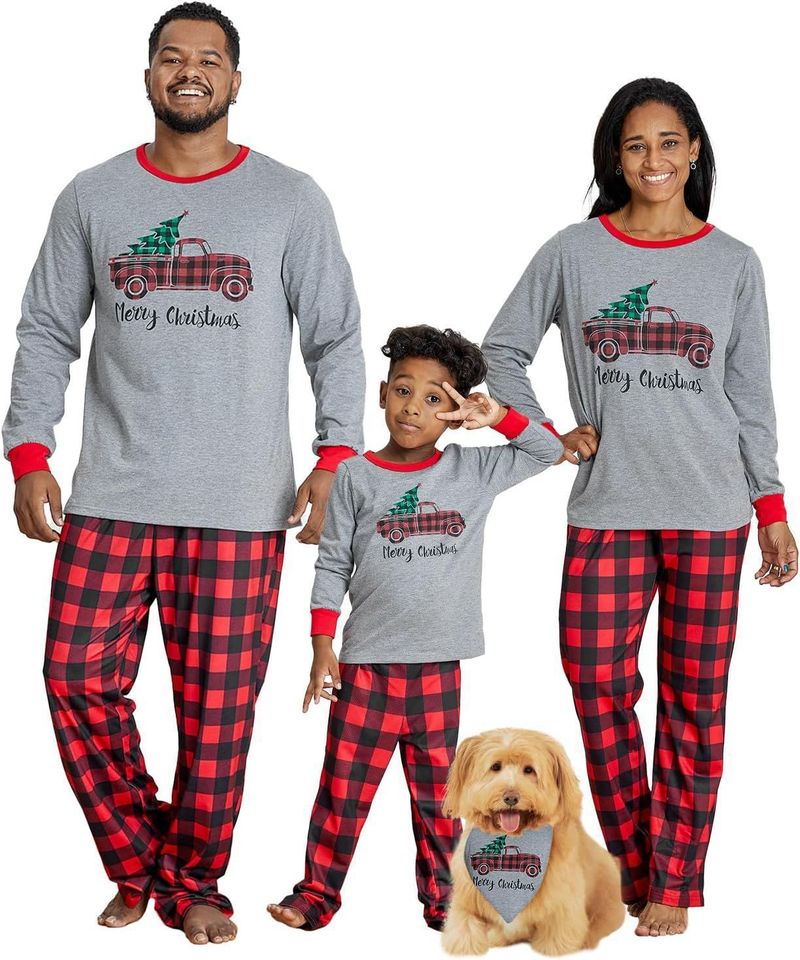 European Style Santa Family Matching Pajama Set - Long Sleeve Cotton Christmas Sleepwear For Parents & Kids_voghion.com