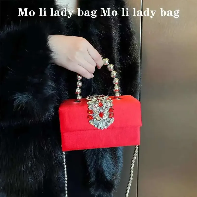 Borsa a mano da donna in raso, con cristalli quadrati e brillanti, con strass, da sera, per matrimonio, festa, pochette, borsa a tracolla_voghion.com