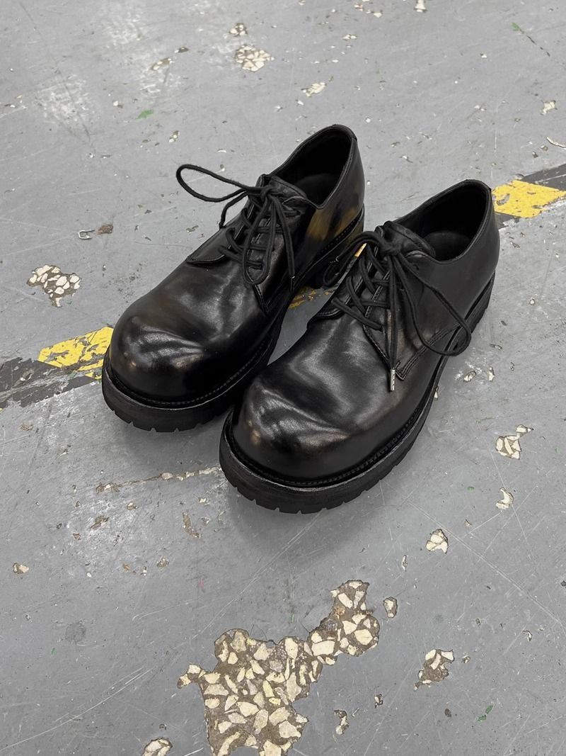 Big Head Derby Herrenschuhe mit dicker Sohle, höhenverstellbar, britischer Stil, Neuankömmling, beunruhigt, Retro, lässig, schwarz, Arbeitskleidung_voghion.com