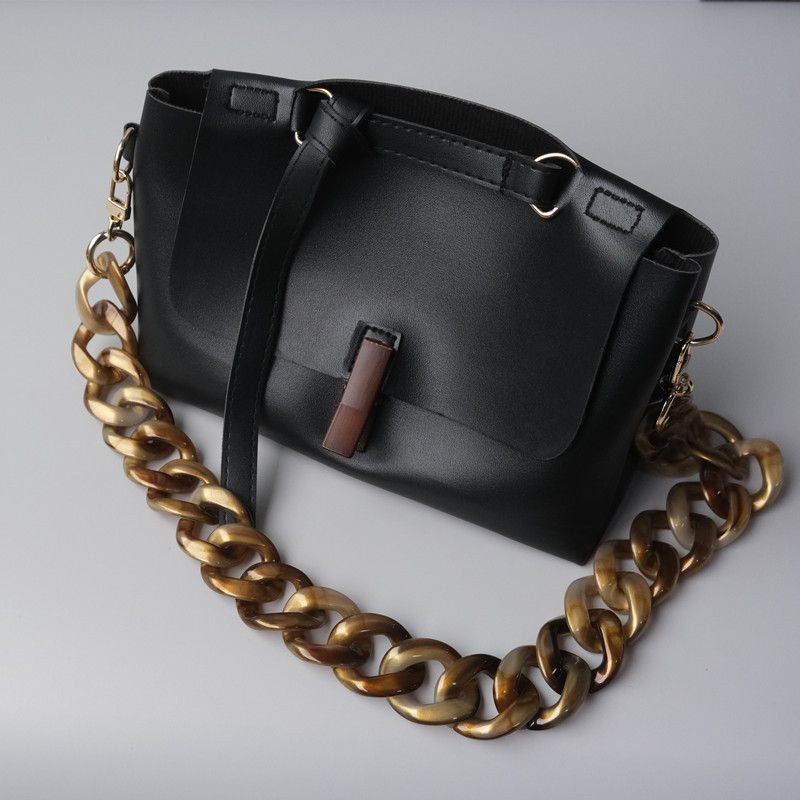 Vintage Gold Pulver Pailletten Acryl Harz Farbe-Block Handgemachte Abnehmbare Dicke Tasche Dekoration Kette_voghion.com