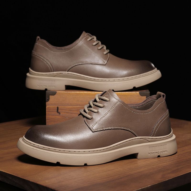 2025 New Workwear British Style Breathable Casual Leather Men's Lace Up Business Shoes, Black_voghion.com