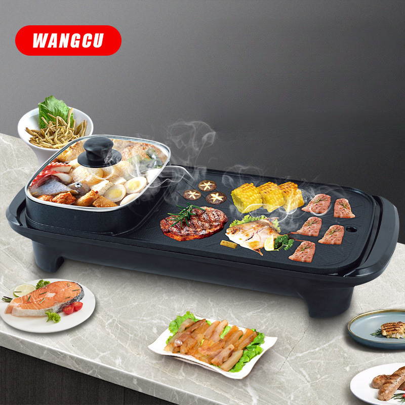 Red Double Happiness Cooker, Large Capacity Cooking and Integrated Multi functional Baking Plate, Household Electric Hot_voghion.com