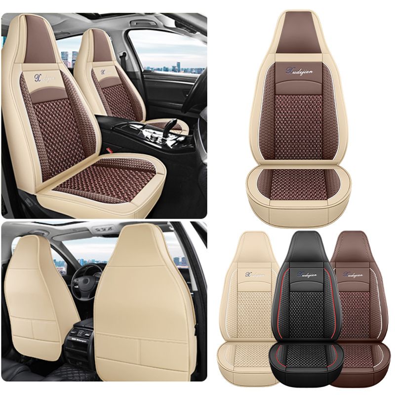 2pcs Universal Front Car Seat Covers, Breathable Mesh PU Leather Omfortable & Durable For All Seasons Fits Most Vehicle_voghion.com