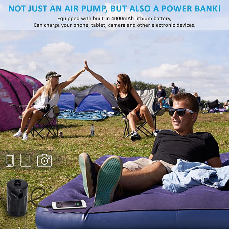 Pompa gonfiabile Pompa portatile a batteria Pompa per piscina senza fili per esterni Barca gonfiabile Letto gonfiabile Sacca di compressione sottovuoto Pompa per aria_voghion.com