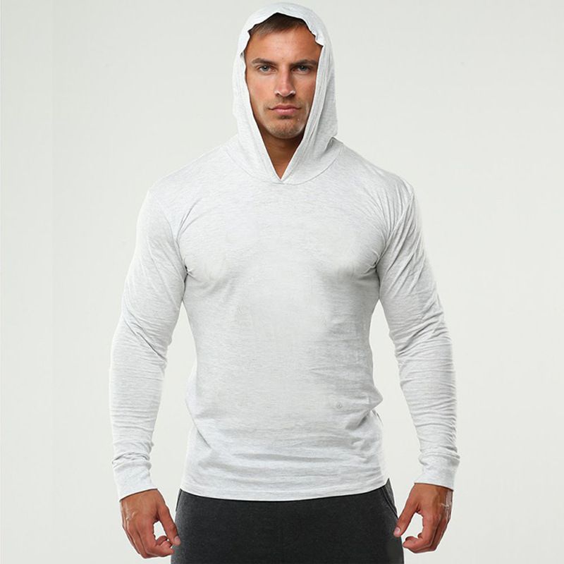 Felpa con cappuccio a maniche lunghe da uomo, tinta unita, per autunno e inverno, traspirante, per allenamento e corsa indoor._voghion.com