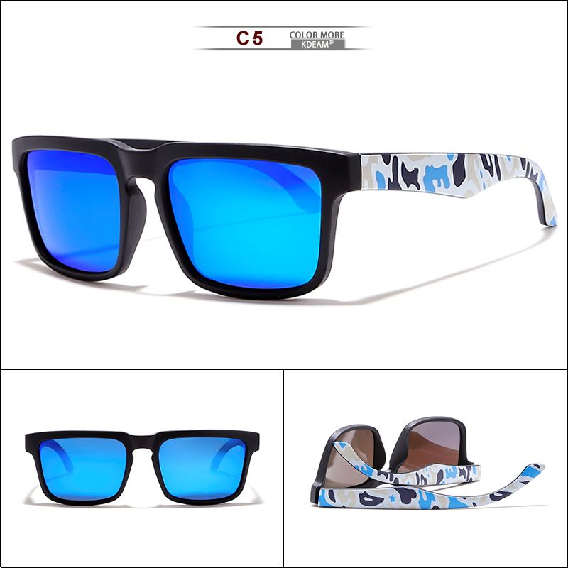 KDEAM Occhiali da sole polarizzati con funzione accattivante per uomo, montatura nera opaca. Occhiali da sole con templi dipinti e fantastici giochi_voghion.com