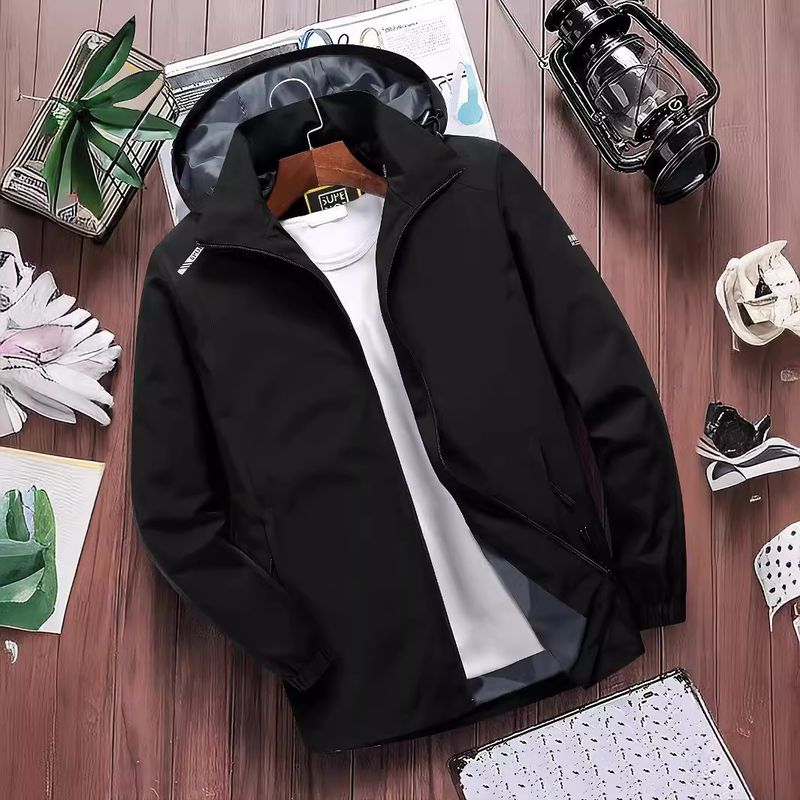 Extra Large Trendy Versatile Casual Plus Size Men's Spring Thin Detachable Hood Jacket_voghion.com