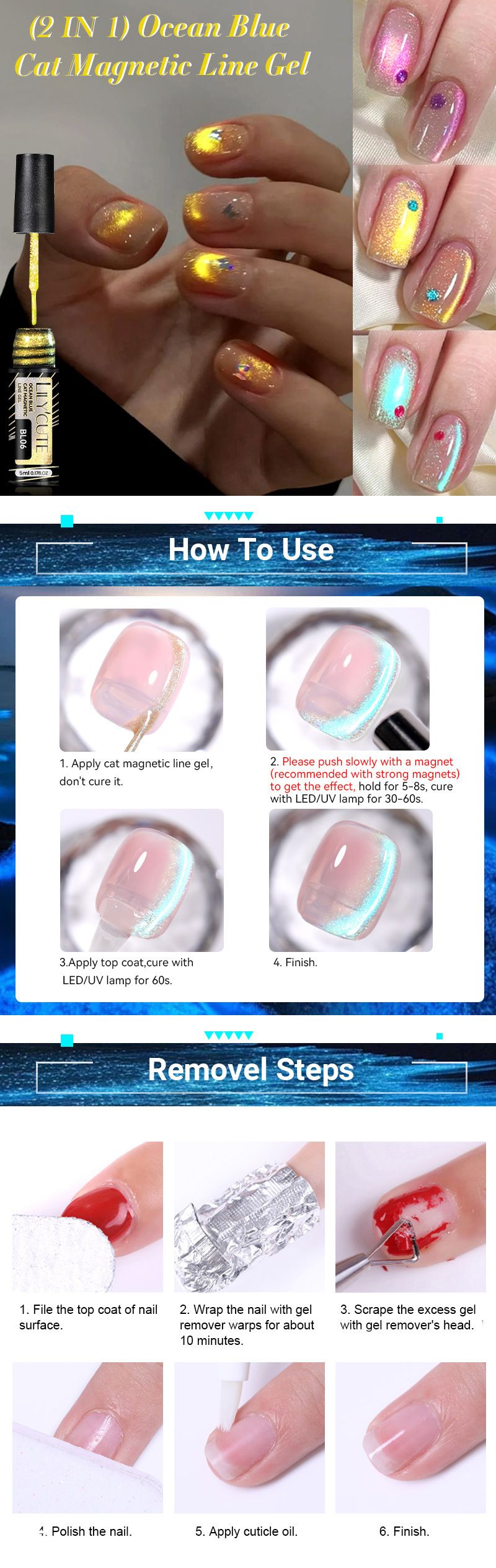 Gel per disegnare linee occhi di gatto scintillanti alla moda - Smalto olografico illuminante bianco ultra-lucido più recente_voghion.com
