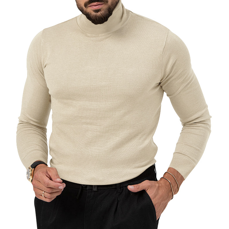 Hochelastischer Rollkragenpullover aus gestricktem Kaschmir für Herren mit dicker, warmer Unterwolle_voghion.com