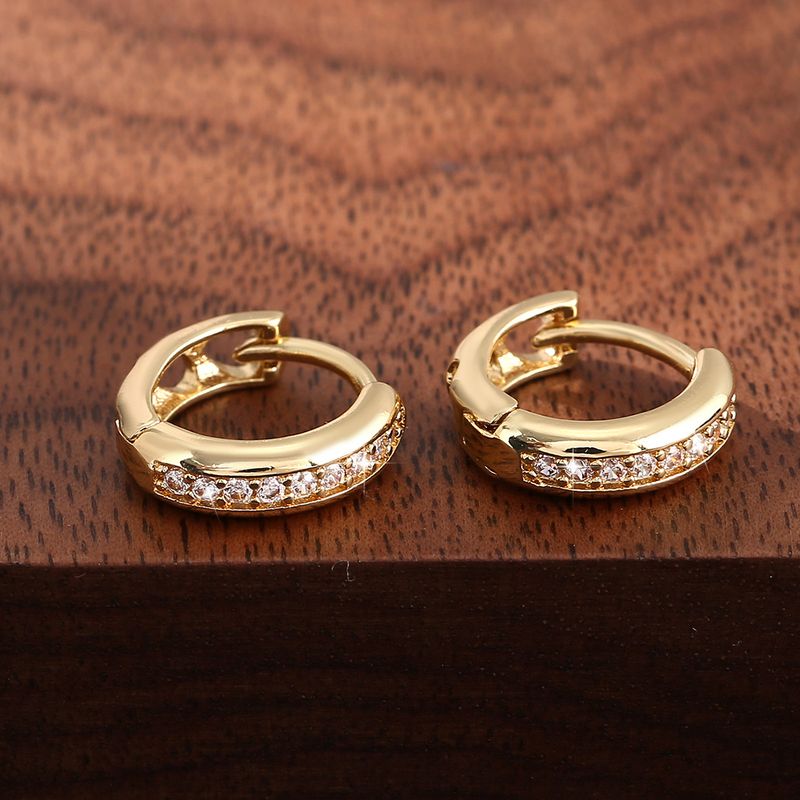 Lüks mizaç bakır kakmalı zirkonyum geometrik yuvarlak küpeler trend moda küpeler_voghion.com