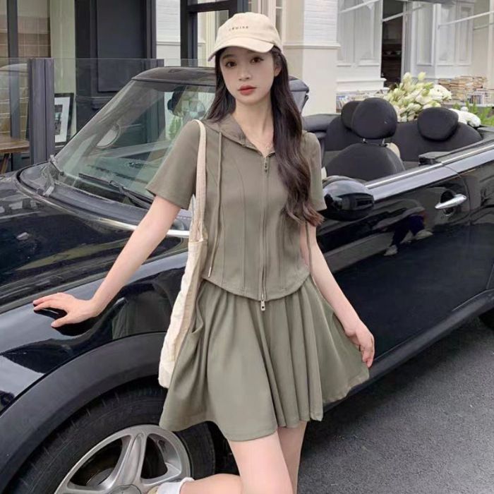 Ensemble deux pièces pour femme, tenue d'été décontractée, grande taille, short ample et amincissant à jambes larges_voghion.com