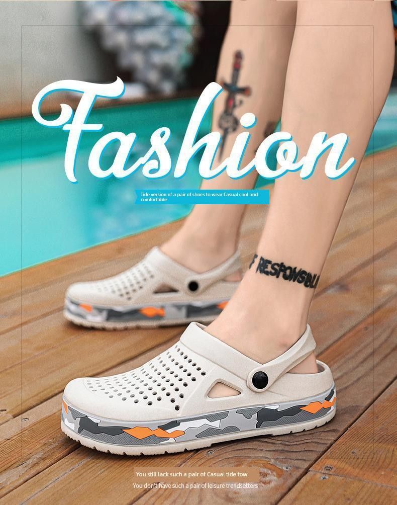 Sandálias masculinas novas Coros Outwear, estilo K moderno, verão, praia, férias, sapatos, sola grossa_voghion.com