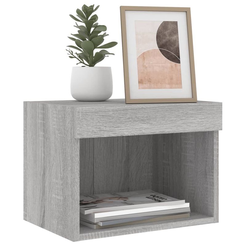 Wand-Nachttische mit LED-Leuchten 2 Stk. Grau Sonoma_voghion.com