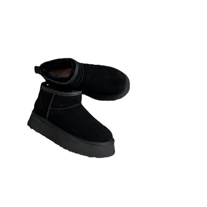 2024 Upgraded New Thick-Soled High-Soled Zhou* Rain Same Style Longfeng Wool Low-Cut Straight Snow Boots_voghion.com