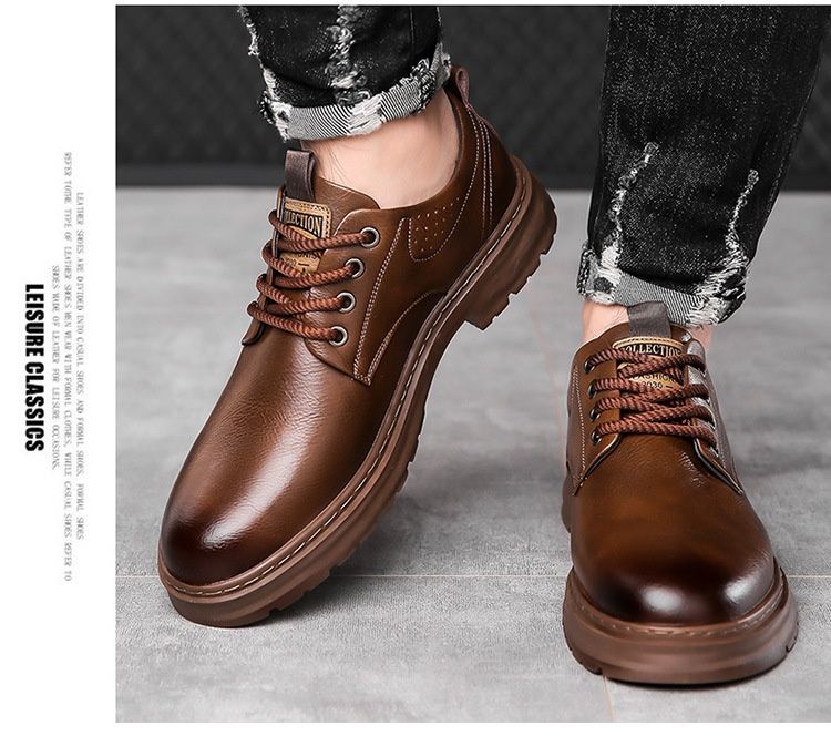 Glide Glide Leather Spring British Scarpe Derby Casual con Suola Spessa da Uomo Formali da Sposa Lavoro Stivali Martin Bassi_voghion.com