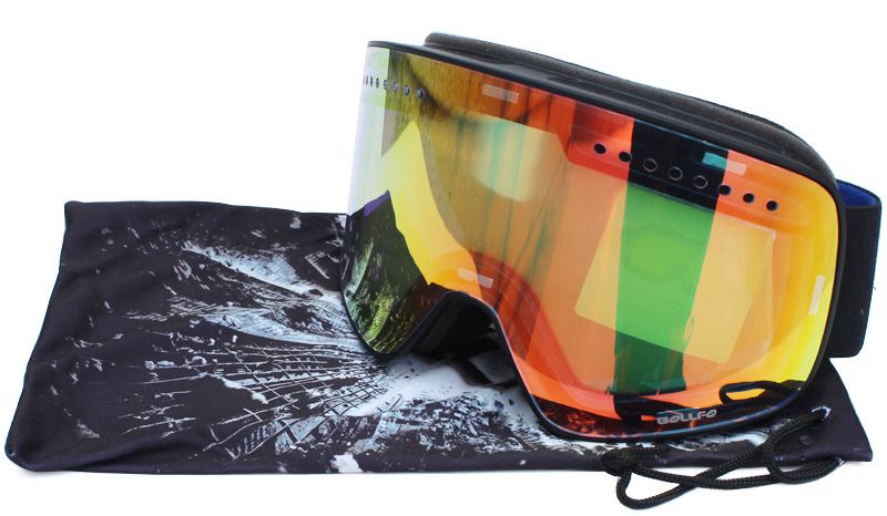 Skibril met magnetische dubbellaagse gepolariseerde lens Skiën Anti-condens UV400 Snowboardbril Heren Dames Skibril Brillenkoker_voghion.com
