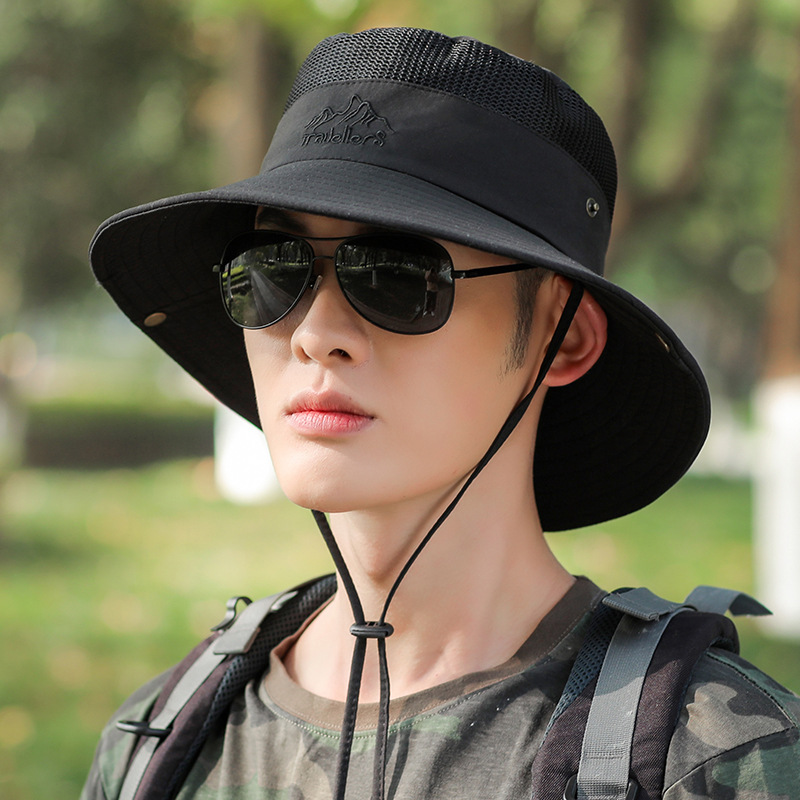 Fisherman Men Spring Summer Wide Brim Outdoor Hiking Foldable Sun Men's Fishing Hat_voghion.com