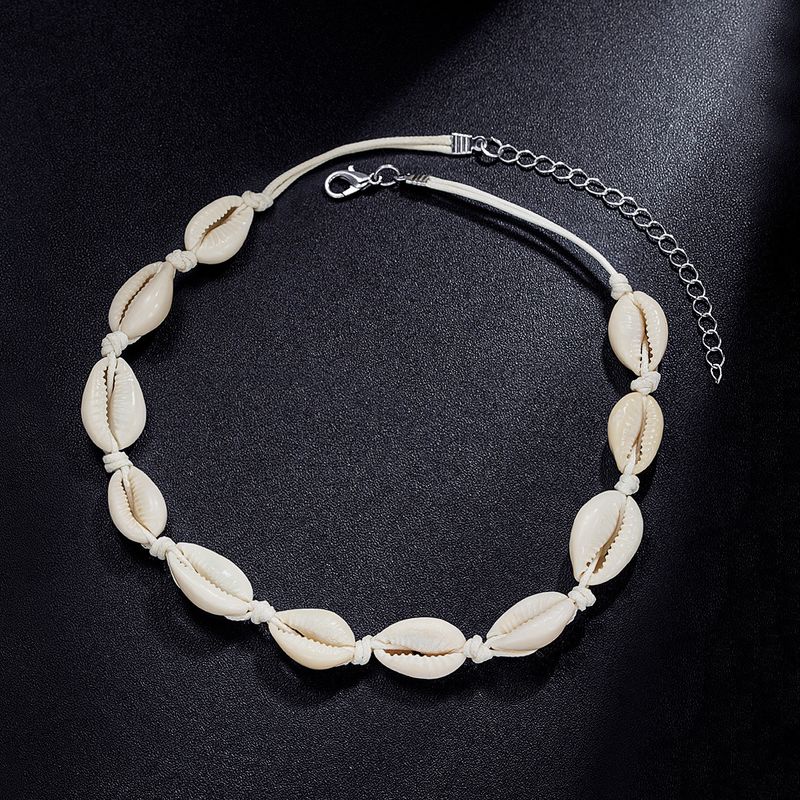Collana con clavicola corta in conchiglia intrecciata casual e personalizzata in stile hawaiano_voghion.com