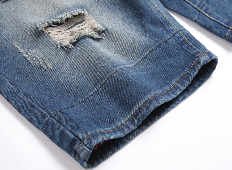 Pantaloncini in denim a cinque quarti da uomo, pantaloni dritti a vita media, alla moda_voghion.com