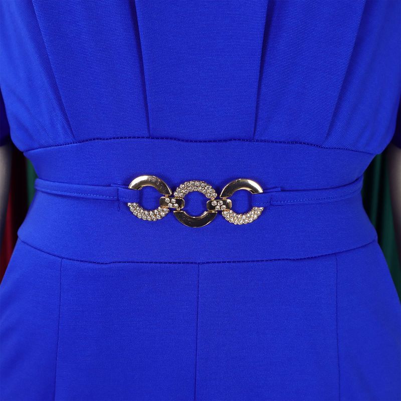 Roupas femininas moda verão feminina gola redonda cor sólida cintura alta tamanho grande perna larga macacão_voghion.com