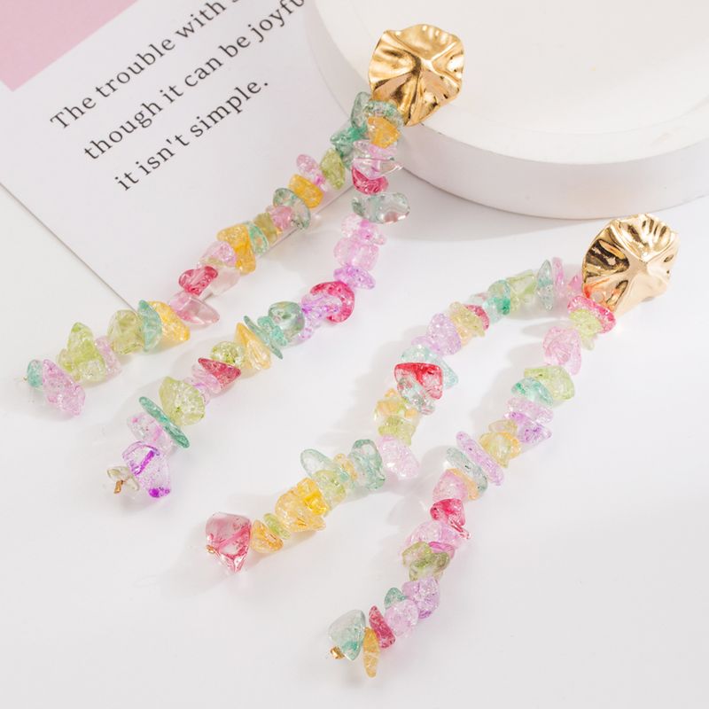 Orecchini a forma di ago d'argento con perline colorate fatte a mano e nappa lunga in stile fata per le vacanze, stile S, per le donne_voghion.com