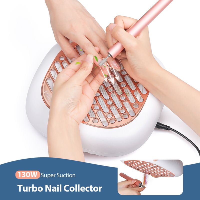 130W Brushless Nail Dust Collector Super Suction Powder Dust Extractor For Nails Art Manicure Fan Vacuum Cleaner With 2 Filter_voghion.com