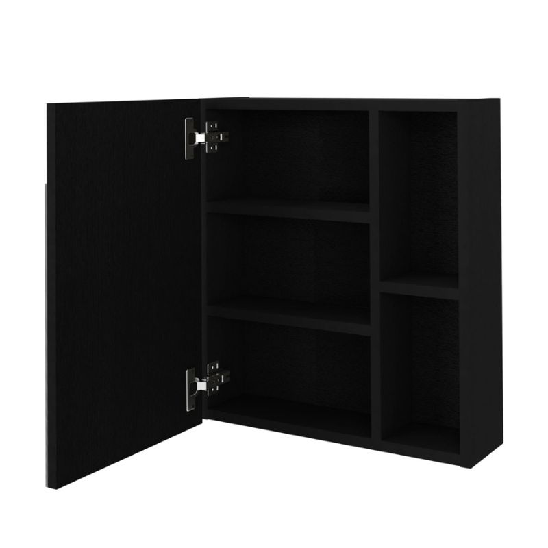 Mirror Gue Cabinet Shelves Five Medicine Black Finish Internal Clifton_voghion.com