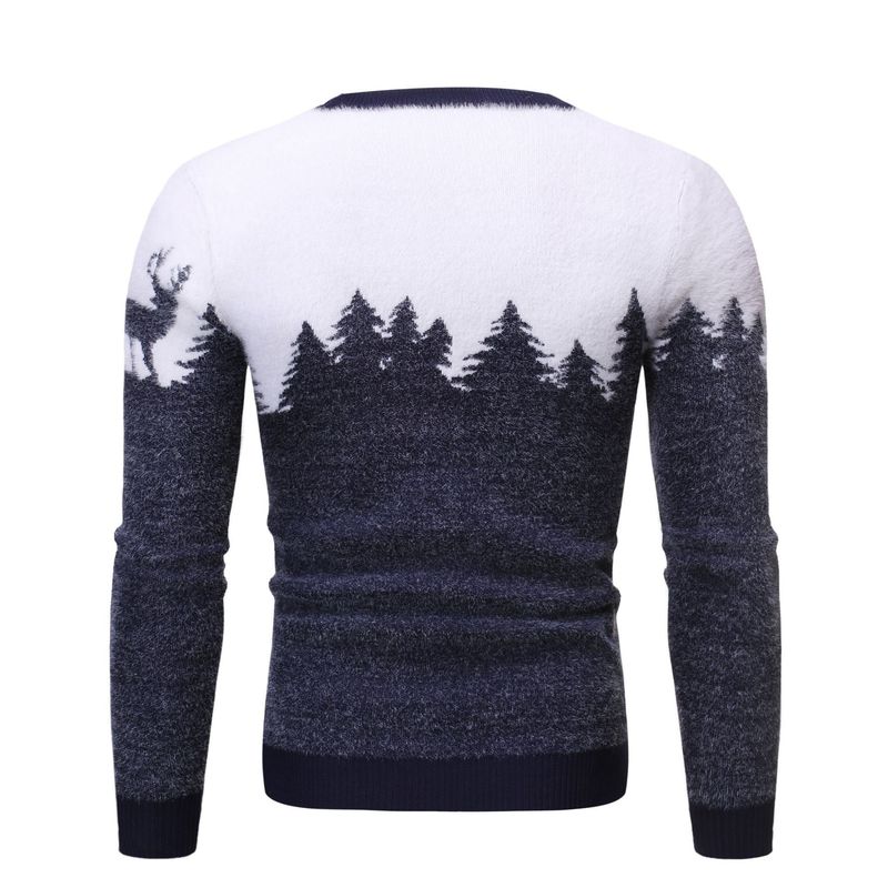 Weihnachts-Rentier-Strickpullover für Herren – Rundhalspullover aus Mohair-Mischgewebe (Rot/Schwarz/Marineblau, M-XXXL)_voghion.com