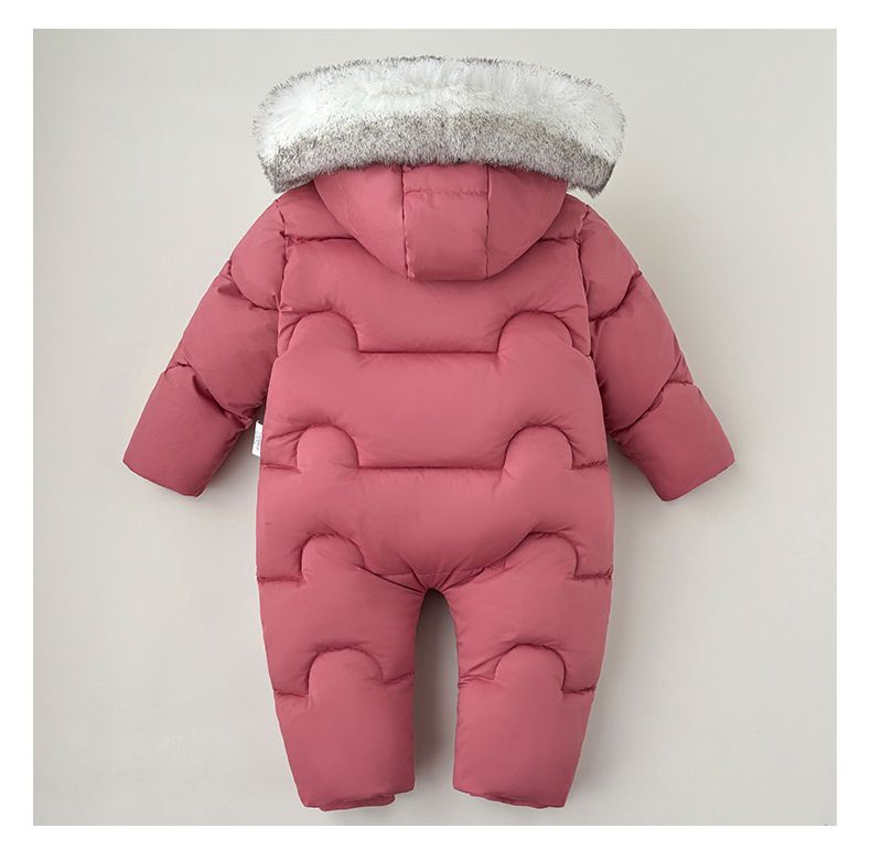 Baby Winter Puffer Jumpsuit – Warmer einteiliger Schneeanzug mit Kapuze (0–4 Jahre, Schwarz/Rosa/Rot/Grau)_voghion.com