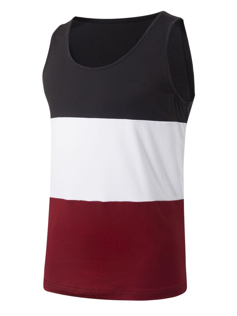 Chaleco deportivo holgado para hombre con costuras en contraste de colores para correr_voghion.com
