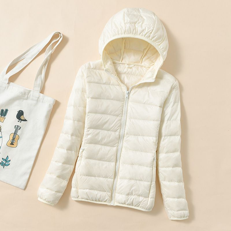 Lightweight Hooded Down Jacket For Men & Women - White Duck Feather Filling, Solid Color, Unisex Winter Coat With Logo Customization Option_voghion.com