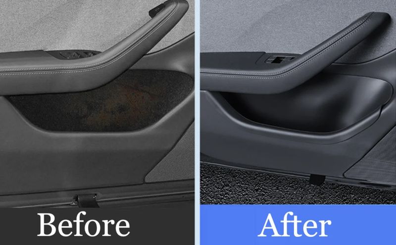 Boîte de rangement latérale de porte, 4 pièces, couvercle complet, organisateur de plateau de porte avant et arrière pour Tesla Model Y 2020-2024, tapis de plateau de fente de porte en TPE_voghion.com
