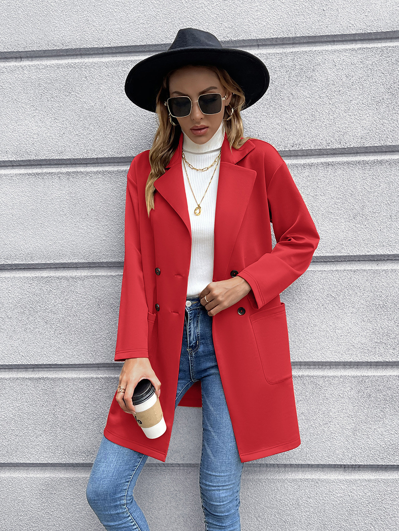 Abbigliamento donna autunno e inverno cardigan di media lunghezza giacca doppiopetto in maglia per donna_voghion.com