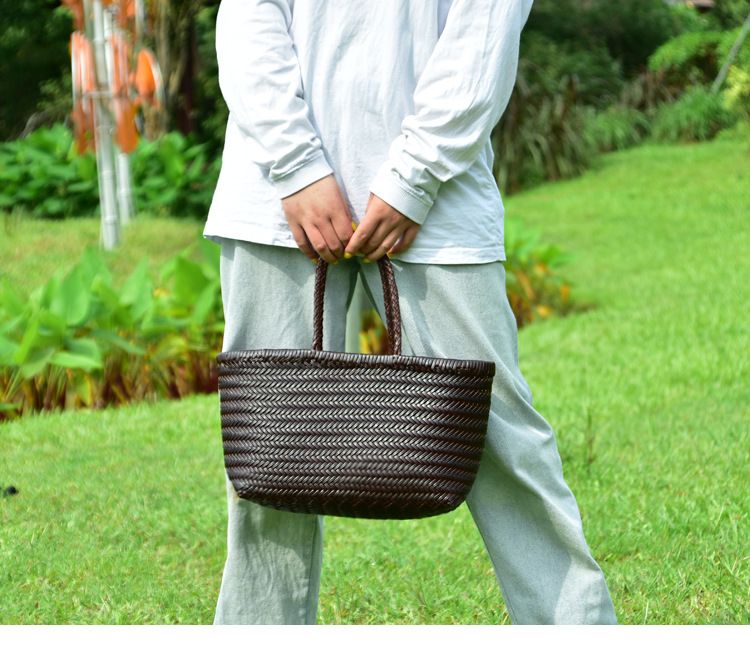 Handtaschen Damen Echtleder Schulter Weben Lässige Einkaufstasche Vintage Große Tragetasche Geldbörse Rindsleder Kreuz Handtaschen_voghion.com