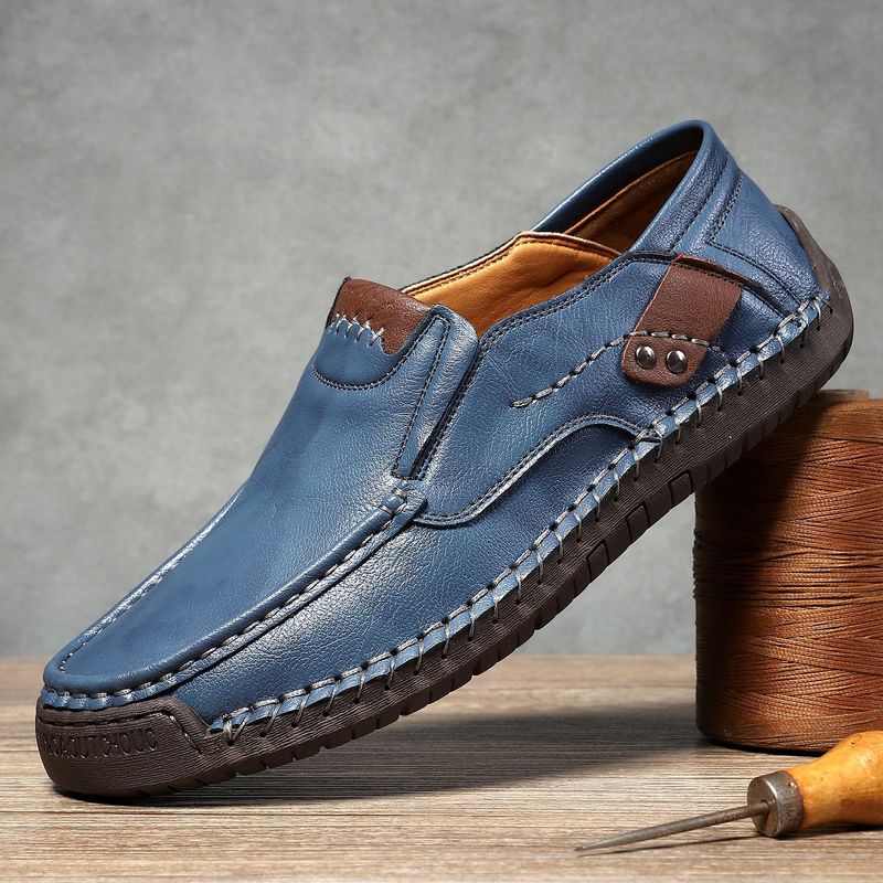 Mocassini bassi di grandi dimensioni, in pelle, casual, da uomo, cuciti a mano, semi-personalizzati, Euro Step_voghion.com