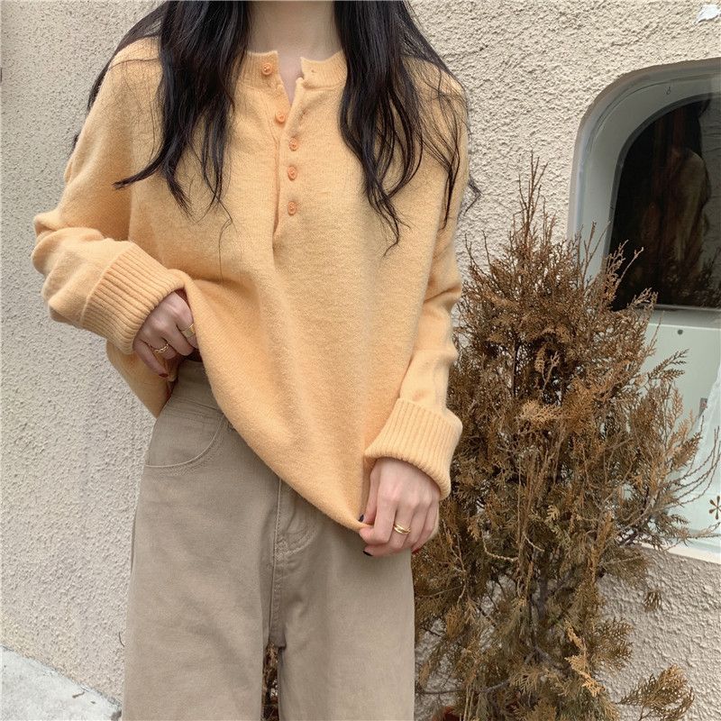 Maglione morbido blu latte per donna, autunno inverno 2025, nuovo pullover ampio in stile coreano, versatile, lavorato a maglia a maniche lunghe_voghion.com