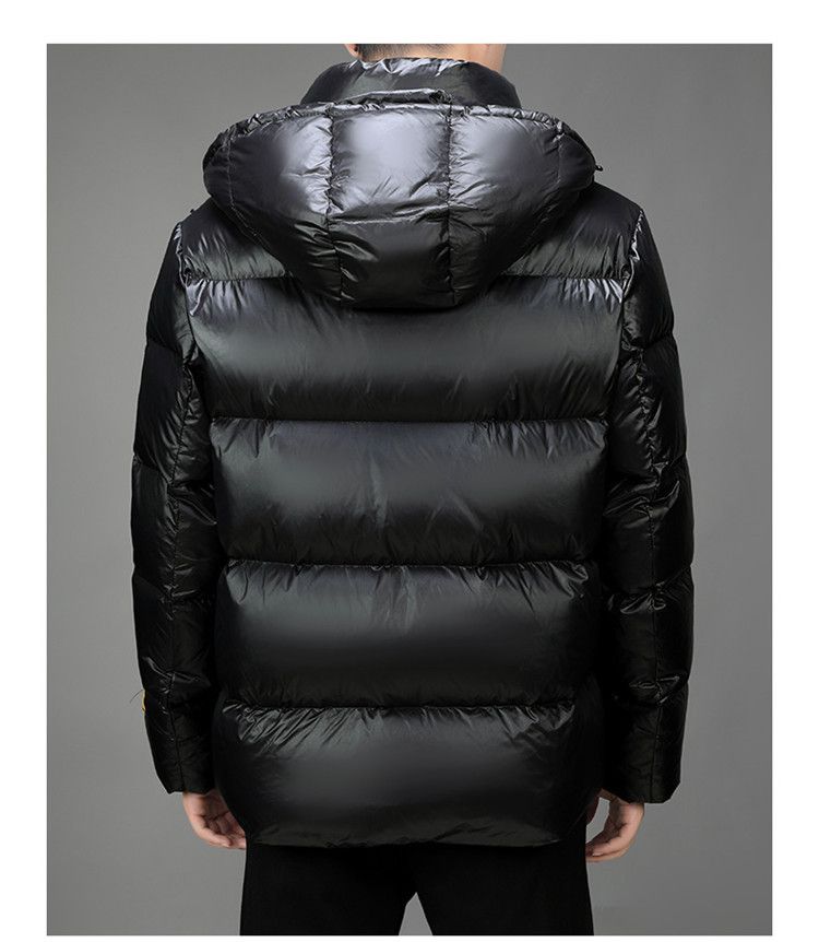 Herren-Winterdaunenjacke mit Kapuze, ultrawarmer Kurzmantel für extrem kaltes Wetter, leicht und wasserabweisend, 600 Fill Power Graue Gänsedaunen_voghion.com